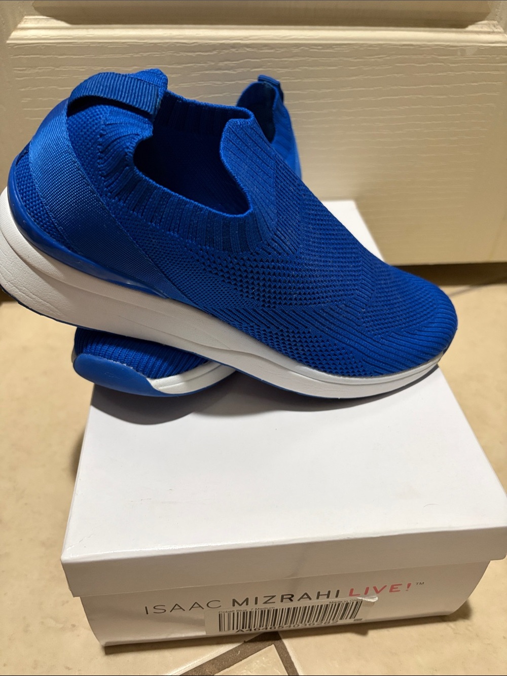Isaac Mizrahi Royal Blue Slip-On Knit Athletic Sneakers